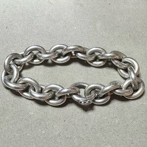 Vintage heavy link sterling silver mens chain bracelet (121.05 grams)